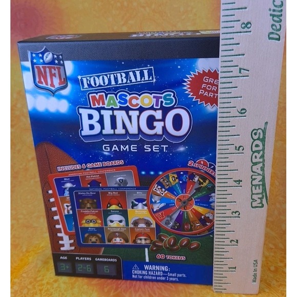 NFL Football Mascots BINGO Game Set Includes 6 Game Boards 60 Tokens 2-6 Players - Picture 10 of 10